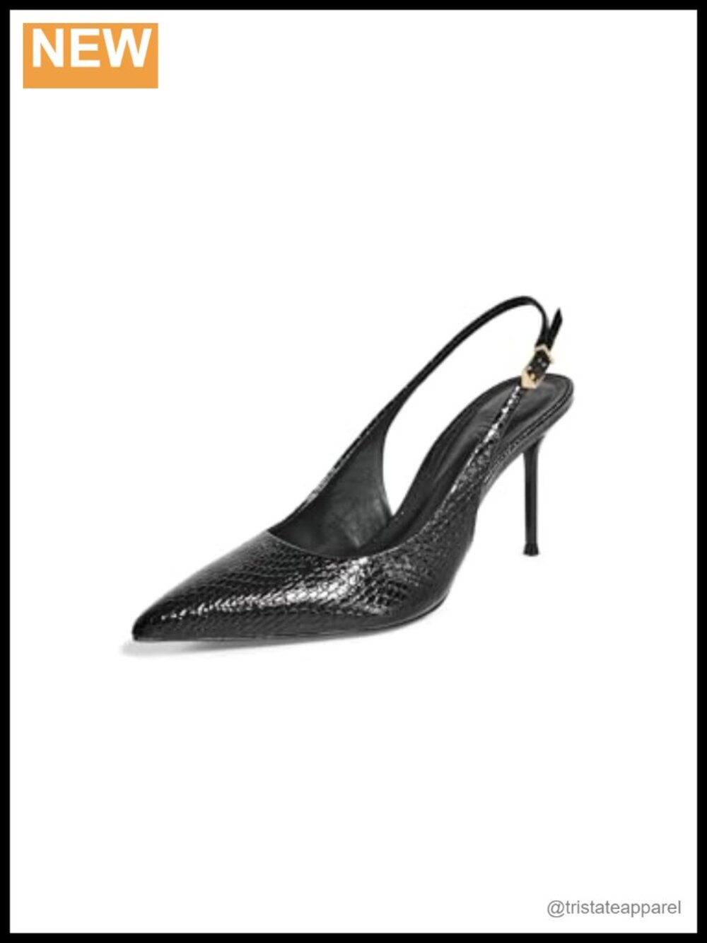 Snake Embossed Patent Leather Pointed Toe Stiletto Slingback Pumps